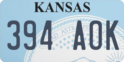 KS license plate 394AOK