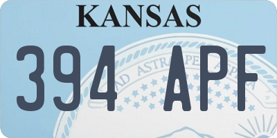 KS license plate 394APF