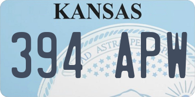 KS license plate 394APW