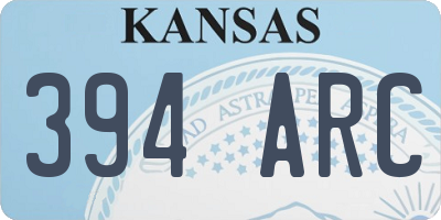 KS license plate 394ARC
