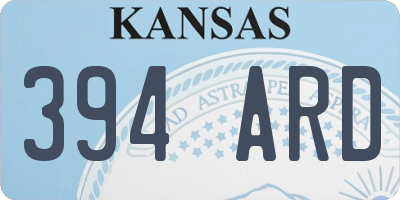 KS license plate 394ARD