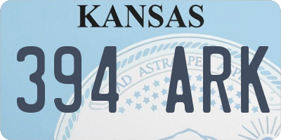 KS license plate 394ARK