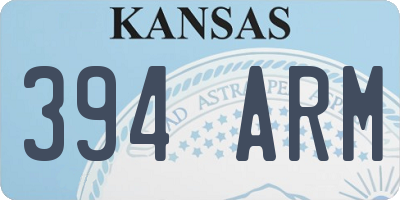 KS license plate 394ARM