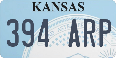 KS license plate 394ARP