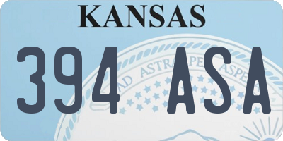 KS license plate 394ASA