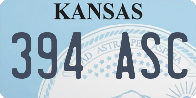 KS license plate 394ASC