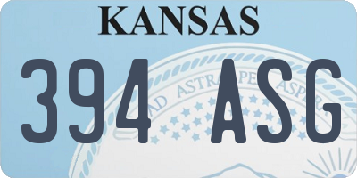 KS license plate 394ASG