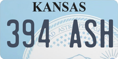 KS license plate 394ASH