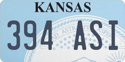KS license plate 394ASI