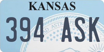 KS license plate 394ASK