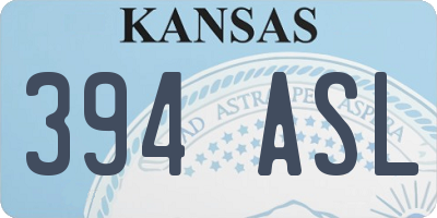 KS license plate 394ASL