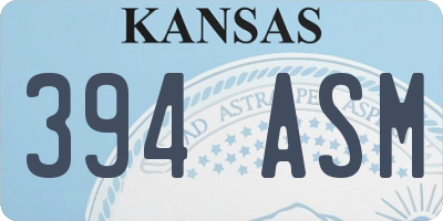 KS license plate 394ASM