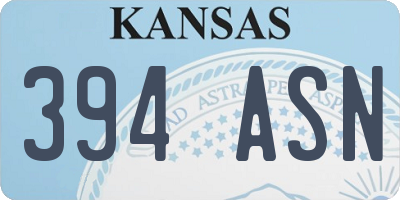 KS license plate 394ASN