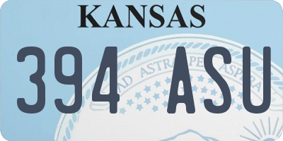 KS license plate 394ASU