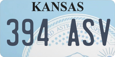 KS license plate 394ASV