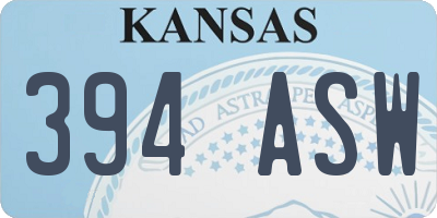 KS license plate 394ASW