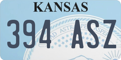 KS license plate 394ASZ