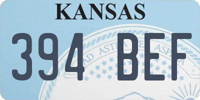 KS license plate 394BEF