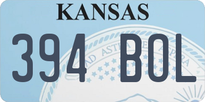 KS license plate 394BOL