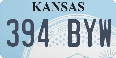 KS license plate 394BYW