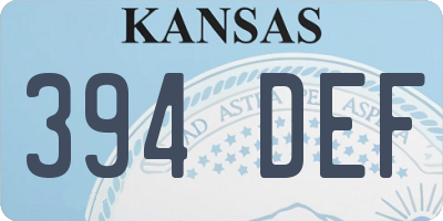 KS license plate 394DEF