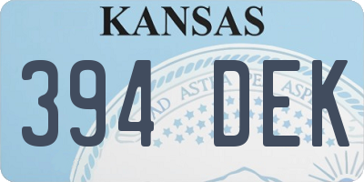 KS license plate 394DEK