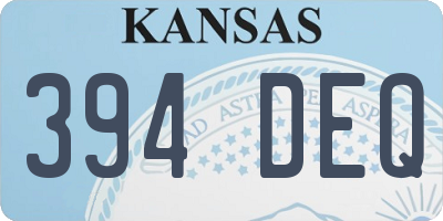 KS license plate 394DEQ