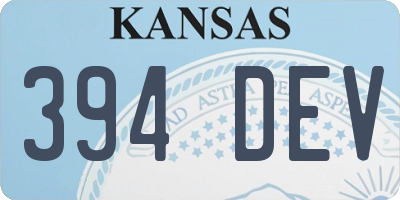 KS license plate 394DEV
