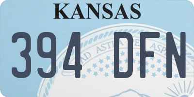 KS license plate 394DFN