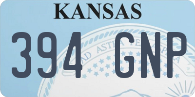KS license plate 394GNP