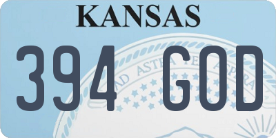 KS license plate 394GOD