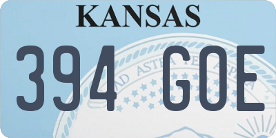 KS license plate 394GOE