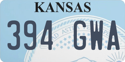 KS license plate 394GWA