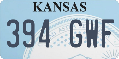 KS license plate 394GWF