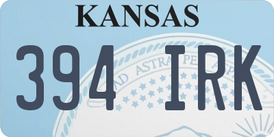 KS license plate 394IRK