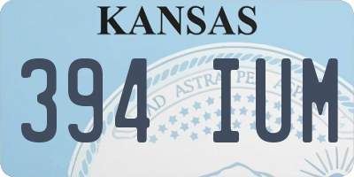 KS license plate 394IUM