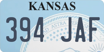 KS license plate 394JAF