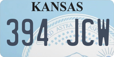 KS license plate 394JCW