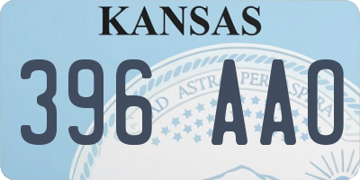 KS license plate 396AAO