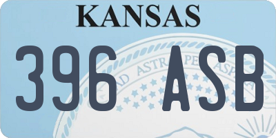 KS license plate 396ASB