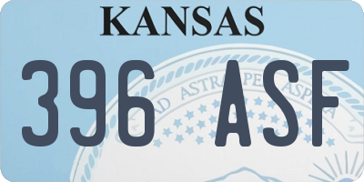 KS license plate 396ASF