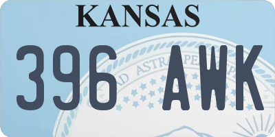 KS license plate 396AWK