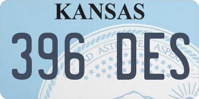 KS license plate 396DES