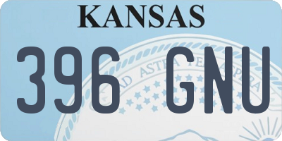 KS license plate 396GNU