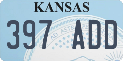 KS license plate 397ADD