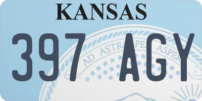 KS license plate 397AGY