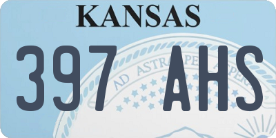 KS license plate 397AHS