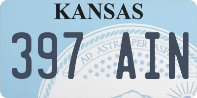KS license plate 397AIN