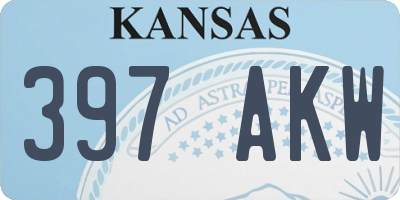 KS license plate 397AKW