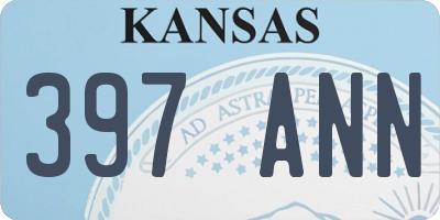 KS license plate 397ANN